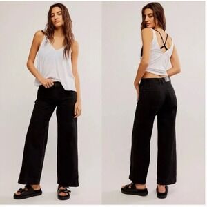 WE‎ THE FREE Benji Relaxed Wide Leg Jeans Black Denim Size 30